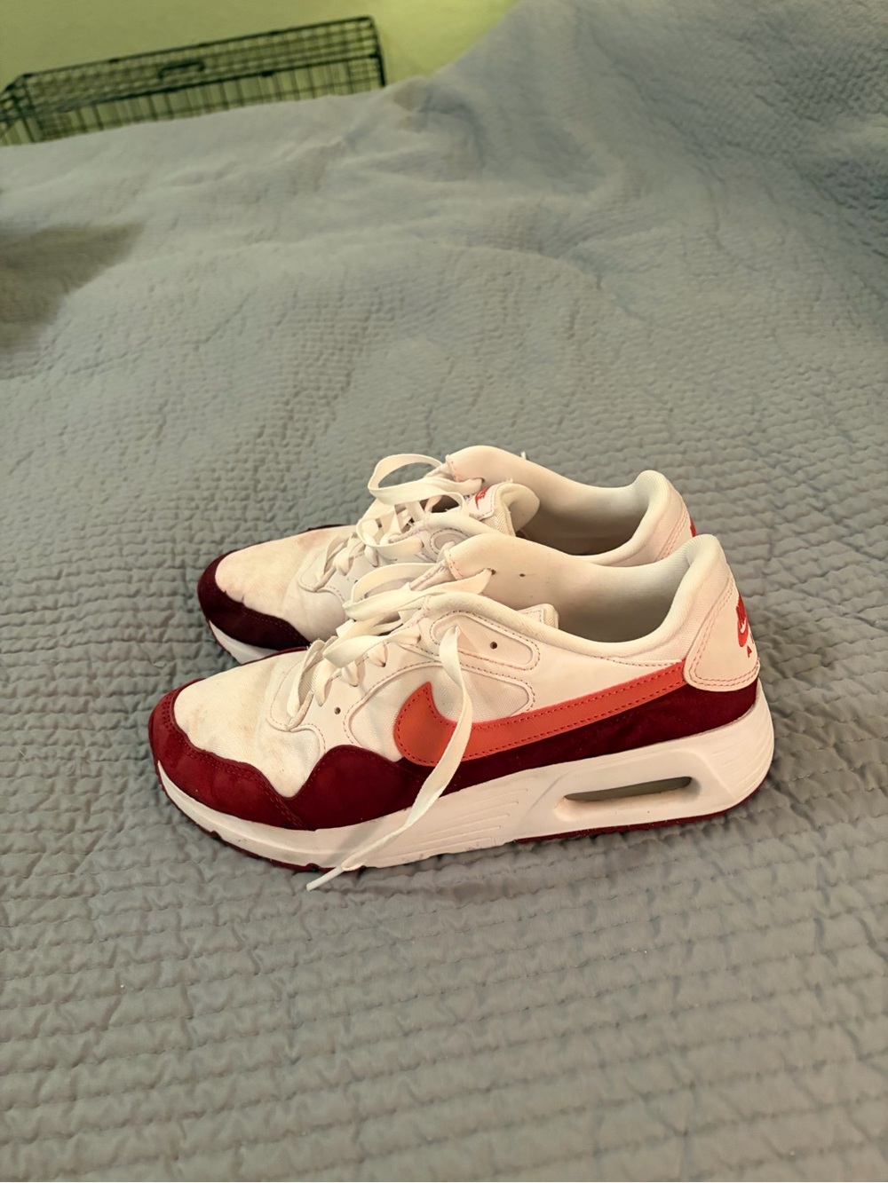 Nike Kids White Sneakers with Red and Coral Accents